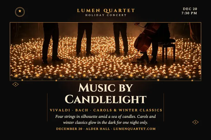 Lumen Quartet candlelight holiday postcard template