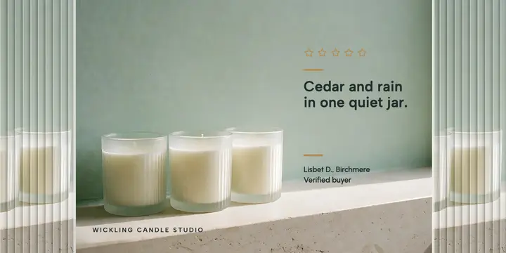 Wickling candle studio testimonial post template