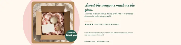 Wickmere candle unboxing Etsy banner template