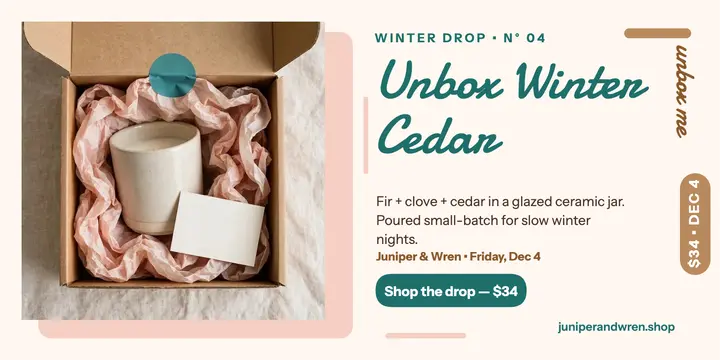 Juniper and Wren candle unboxing post template
