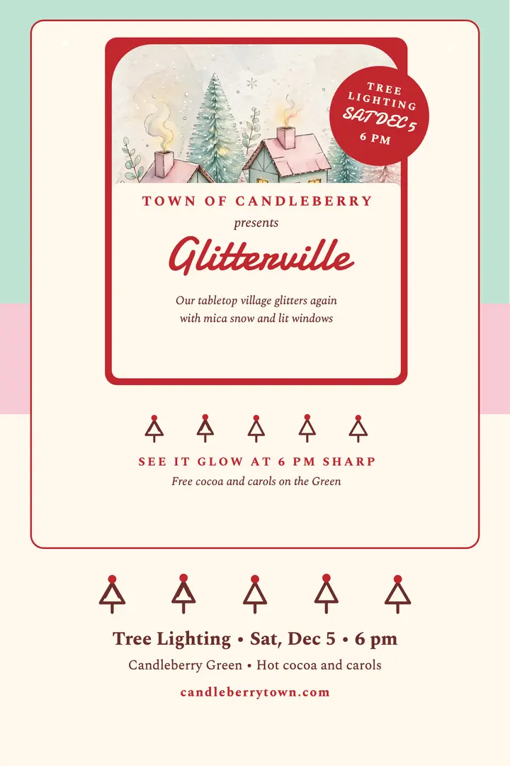 Candleberry tree lighting glitter village poster template