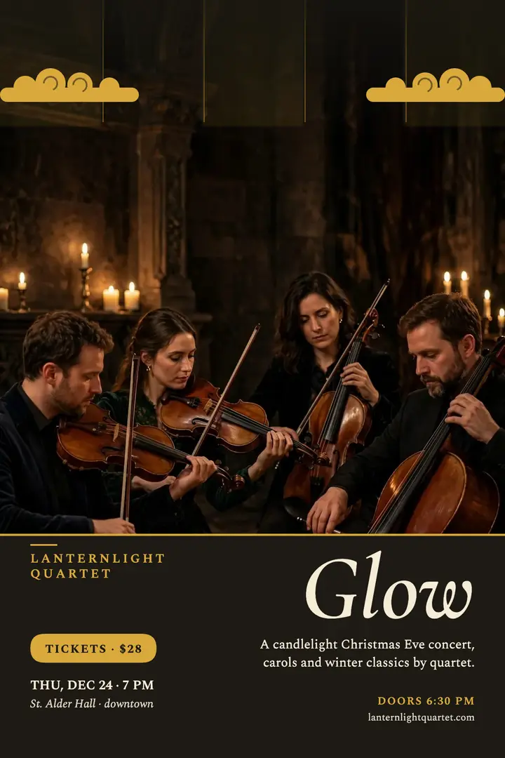 Glow candlelight Christmas poster template