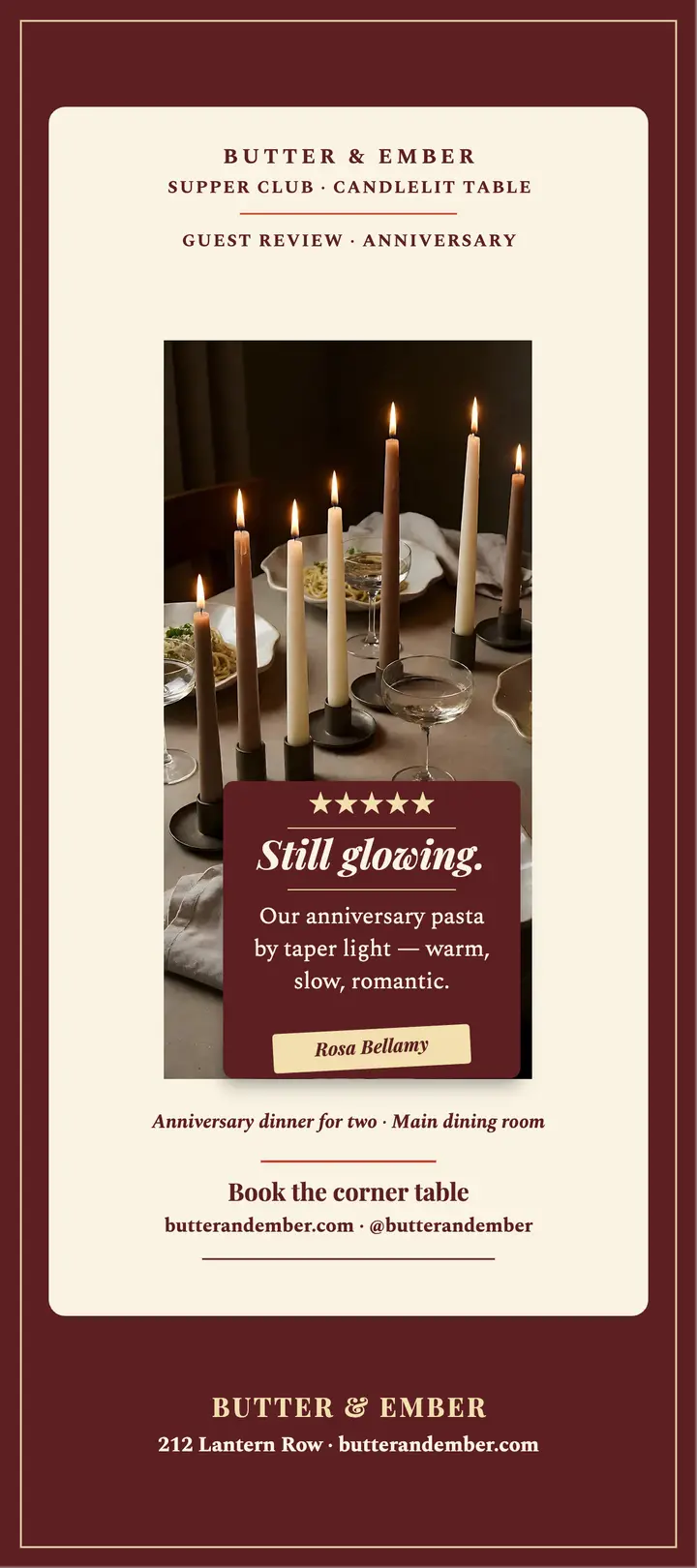 Butter and Ember anniversary review card template
