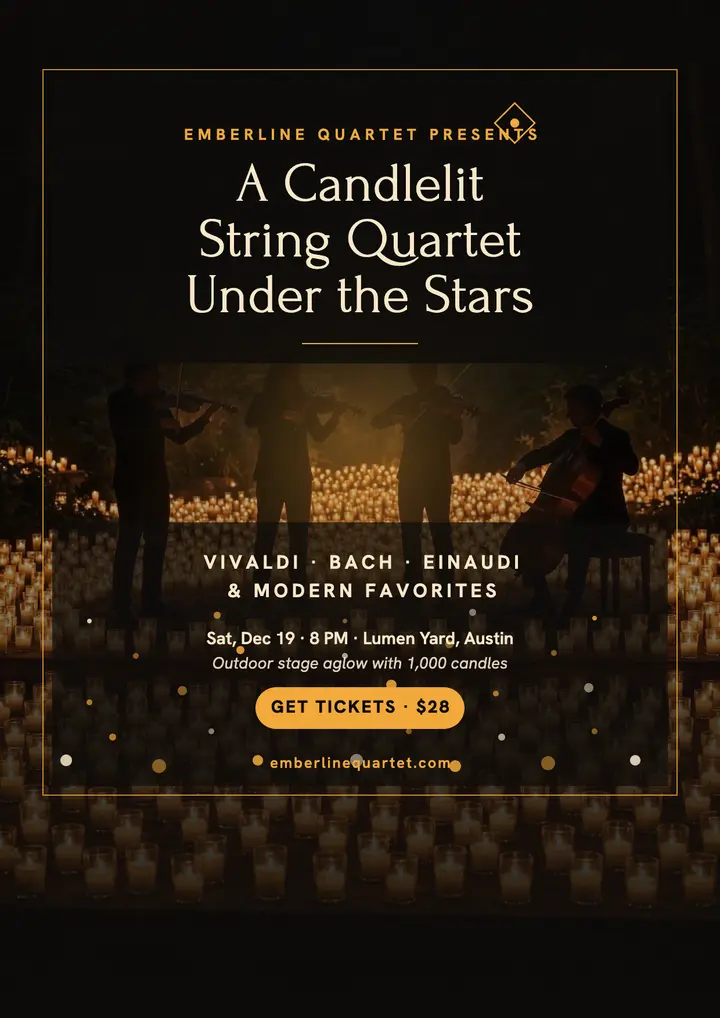 Emberline candlelit quartet night flyer template