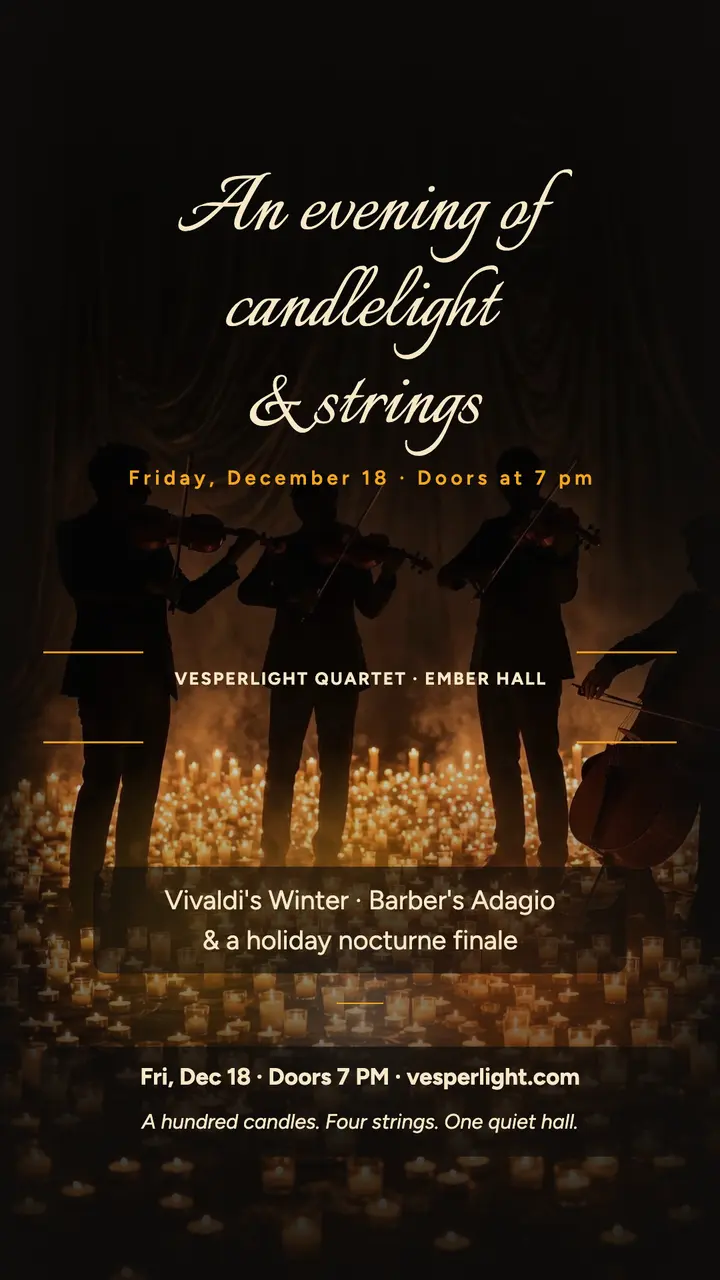 Vesperlight candlelit quartet night story template