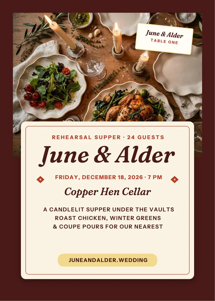Candlelit rehearsal supper invitation template