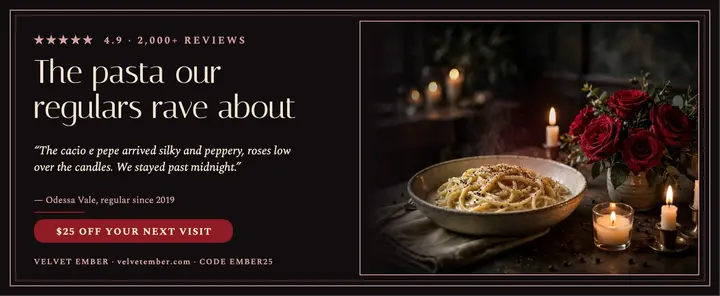 Velvet Ember candlelit review voucher template