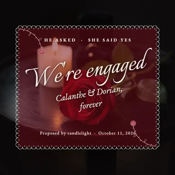 Candlelit rose engagement announcement post template