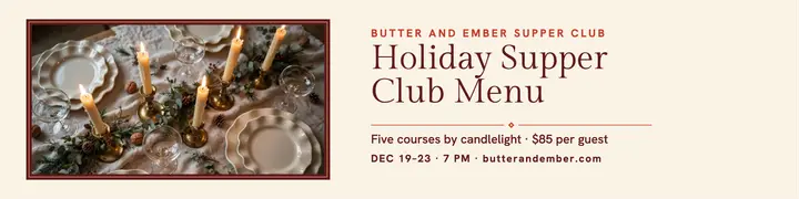 Butter and Ember holiday supper menu banner template