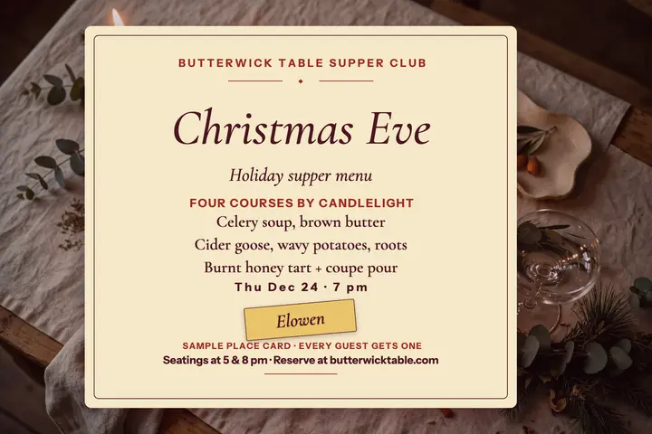 Butterwick Table Christmas Eve menu postcard template
