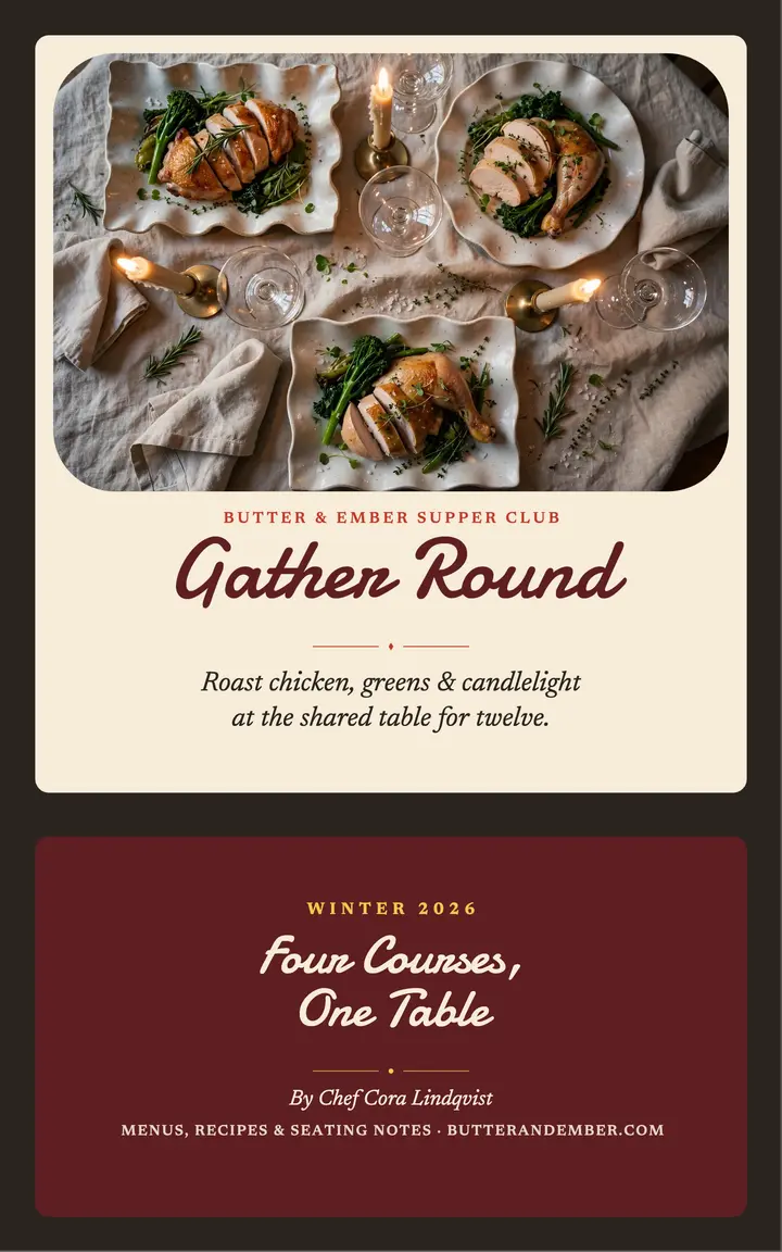 Butter and Ember supper menu cover template