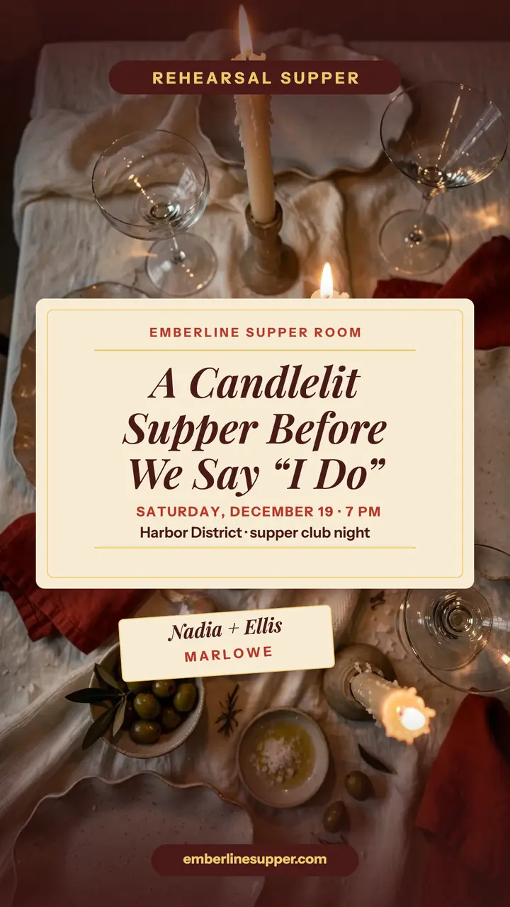 Candlelit supper rehearsal invite story template