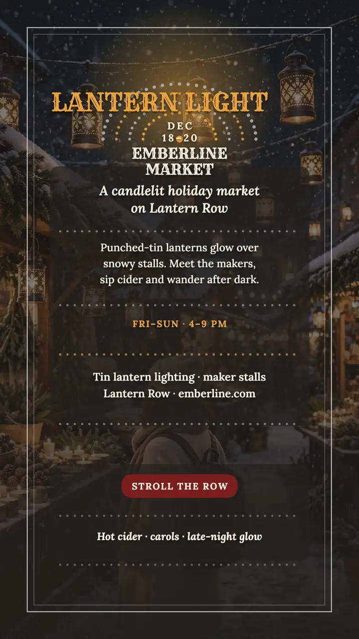 Emberline candlelit tin market story template