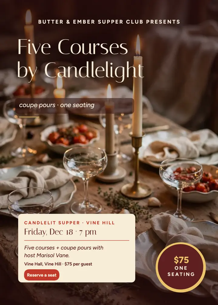Butter and Ember candlelit supper invitation template