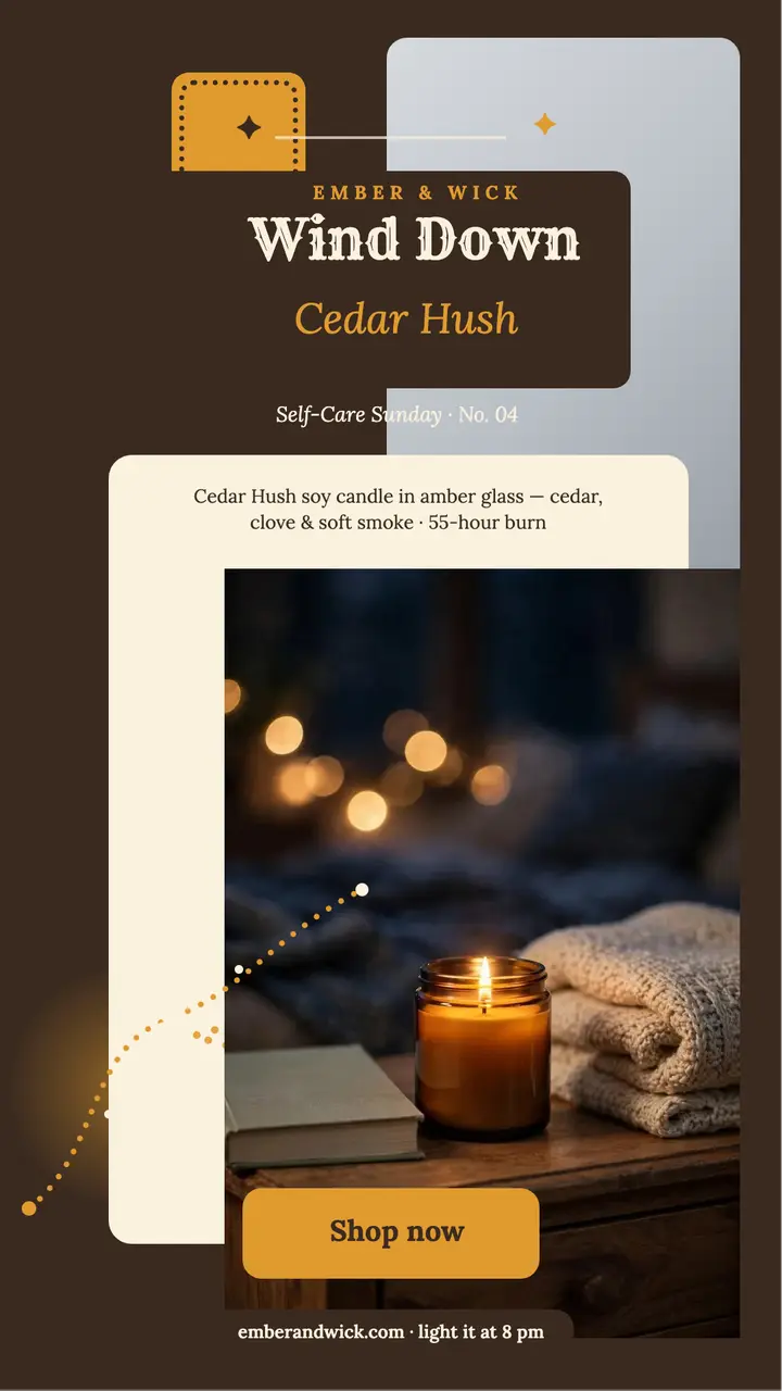 Ember and Wick candlelit wind-down story template
