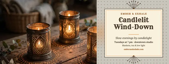 Ember and Exhale candlelit wind-down cover template
