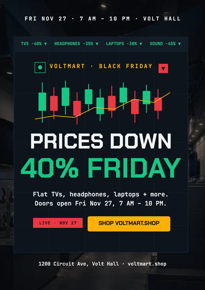 Voltmart Black Friday price-drop flyer template