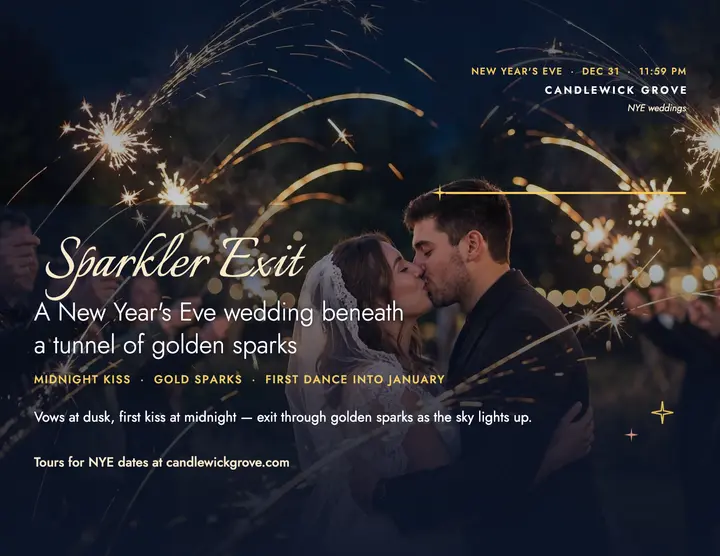 Candlewick Grove NYE sparkler exit flyer: nye wedding flyer template