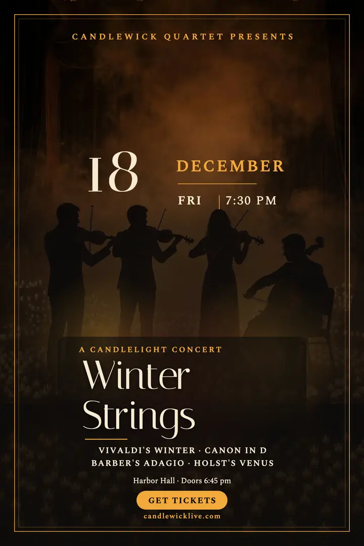 Candlewick Quartet winter strings poster template