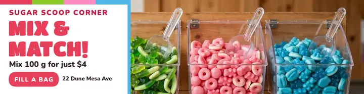 Sugar Scoop Corner pick and mix billboard template