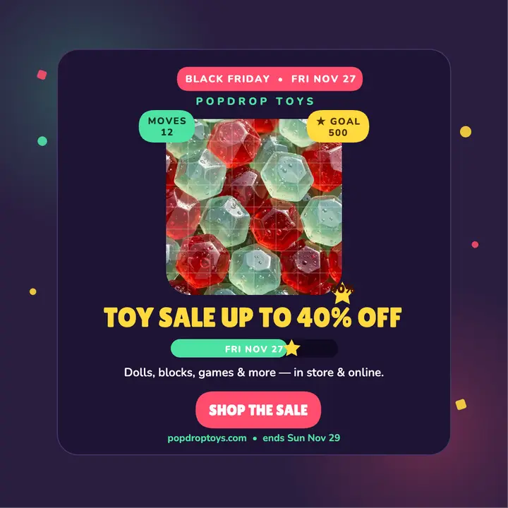 Popdrop Toys Black Friday board sale template