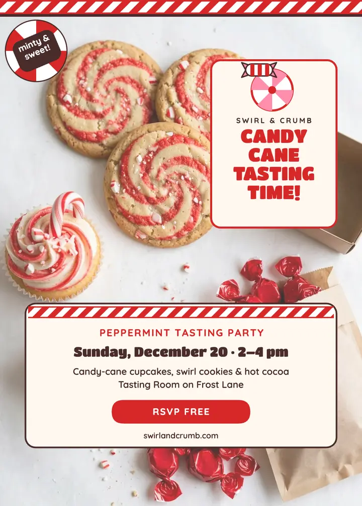 Swirl and Crumb peppermint tasting invite template