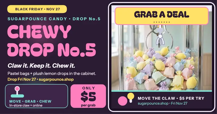 Sugarpounce chewy claw drop post: candy drop post template