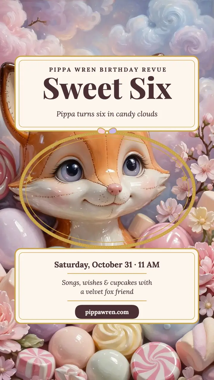 Pippa Wren candy fox birthday story template