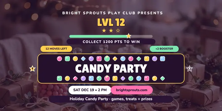Holiday Candy Party match-3 invite template