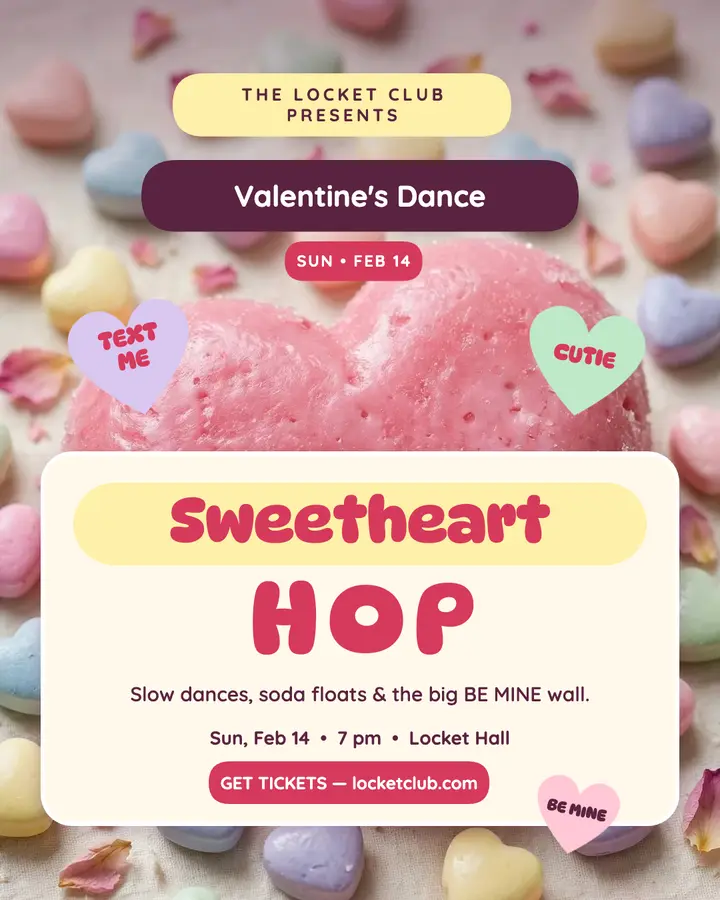 Sweetheart Hop Valentine's dance invite template