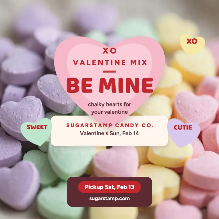 Sugarstamp Valentine candy hearts post: valentine candy post template