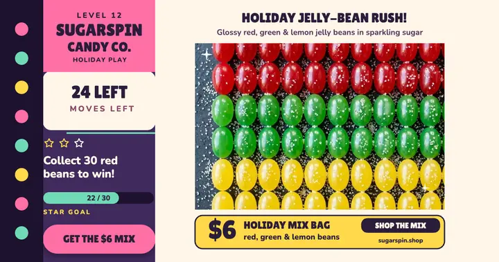 Sugarspin holiday jelly bean rush post template