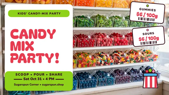 Sugarspun candy mix party thumbnail template