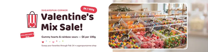 Sugarspun Corner Valentine mix sale banner template