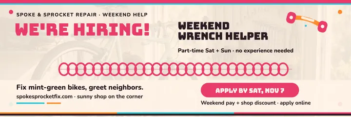 Spoke and Sprocket weekend help header template