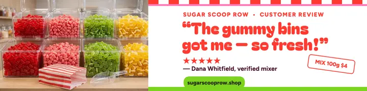 Sugar Scoop Row gummy mix review banner template