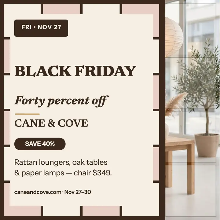 Cane and Cove Black Friday sale post template