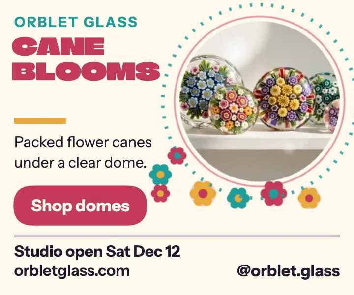 Orblet Glass millefiori paperweight ad template