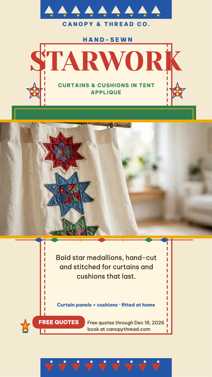 Canopy and Thread applique promo story: applique curtain promo story template