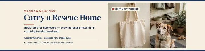 Waddle and Whisk tote shop banner template