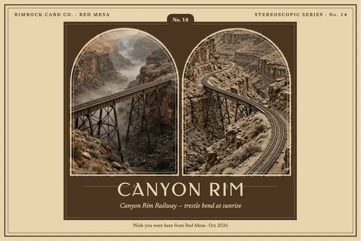 Canyon Rim Railway stereoview postcard template