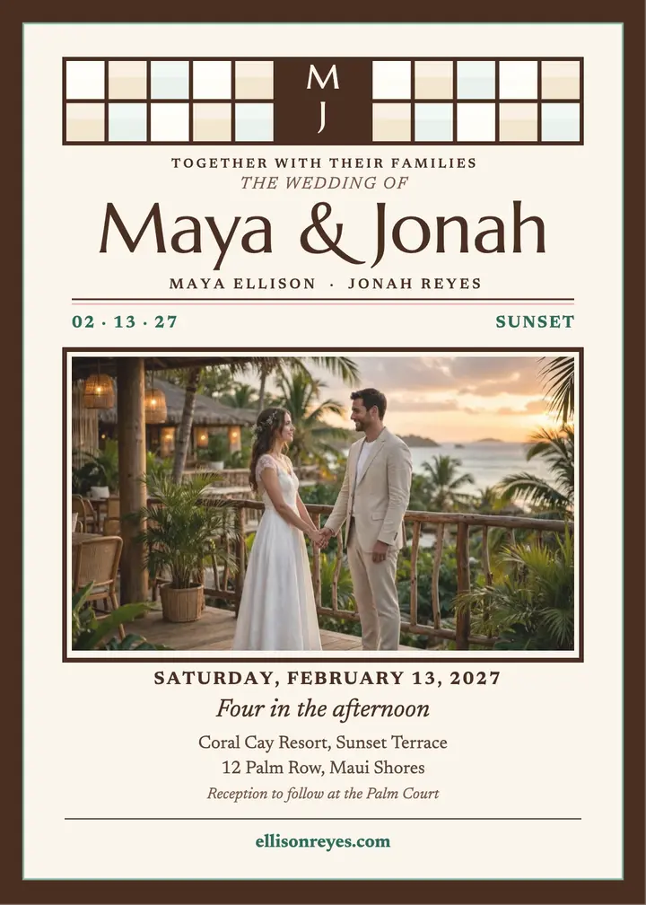 Maya and Jonah capiz beach invitation template