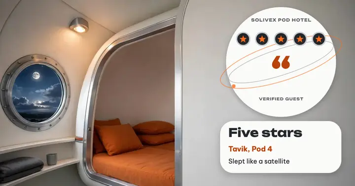 Solivex pod hotel guest review, space-age pod: hotel review post template