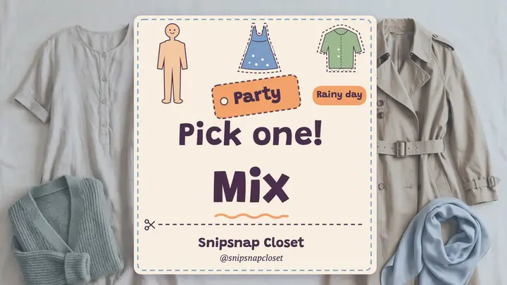 Snipsnap Closet capsule wardrobe paper doll thumbnail template