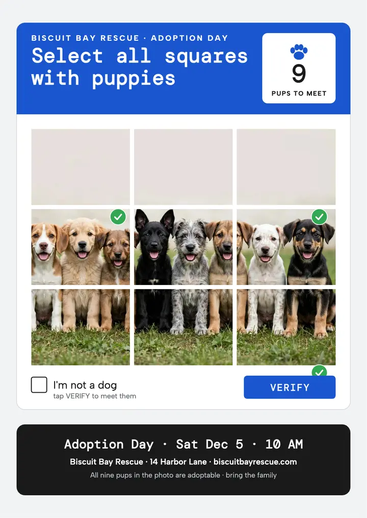 Biscuit Bay Rescue puppy adoption flyer template