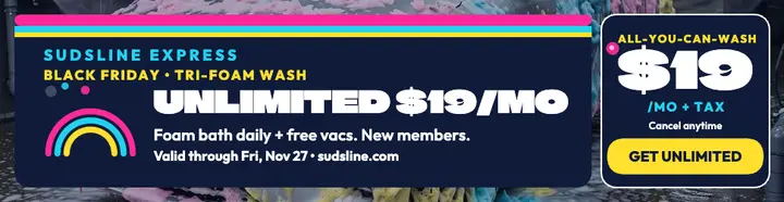 Sudsline Express unlimited Black Friday billboard template
