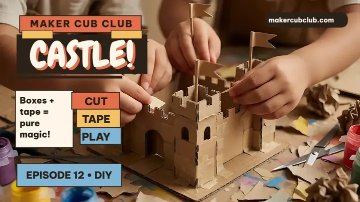 Maker Cub Club cardboard castle thumbnail template