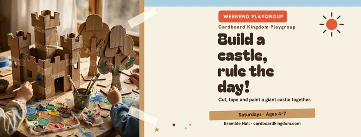 Cardboard castle playgroup cover template