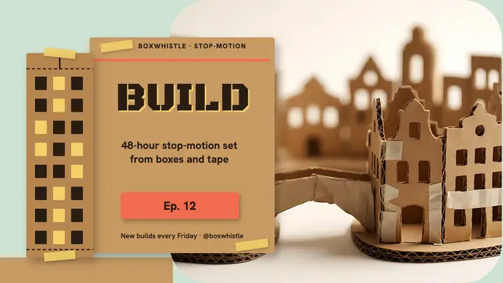 Cardboard city build stop-motion thumbnail template