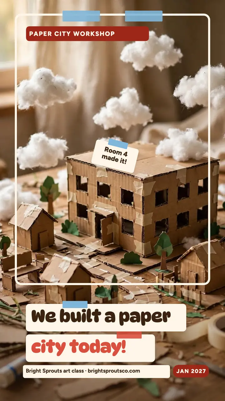 Paper city workshop art class story template
